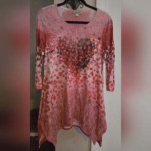 ONE WORLD Pink and Red Heart Tunic